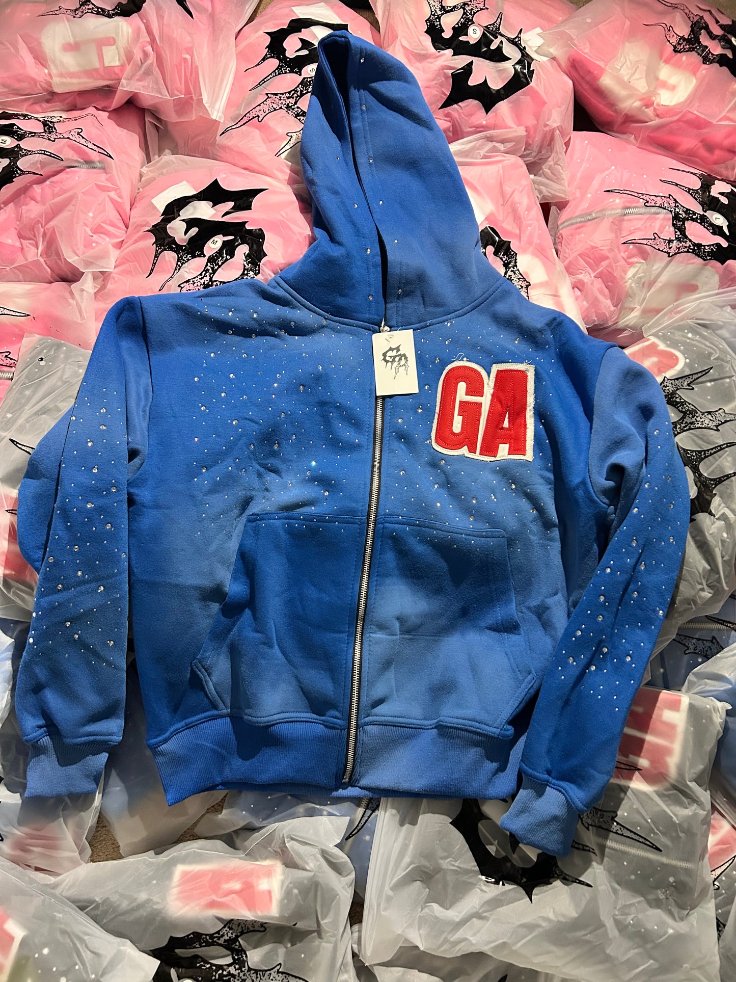 Global Anarchy Rhinestone Zip Up Jacket