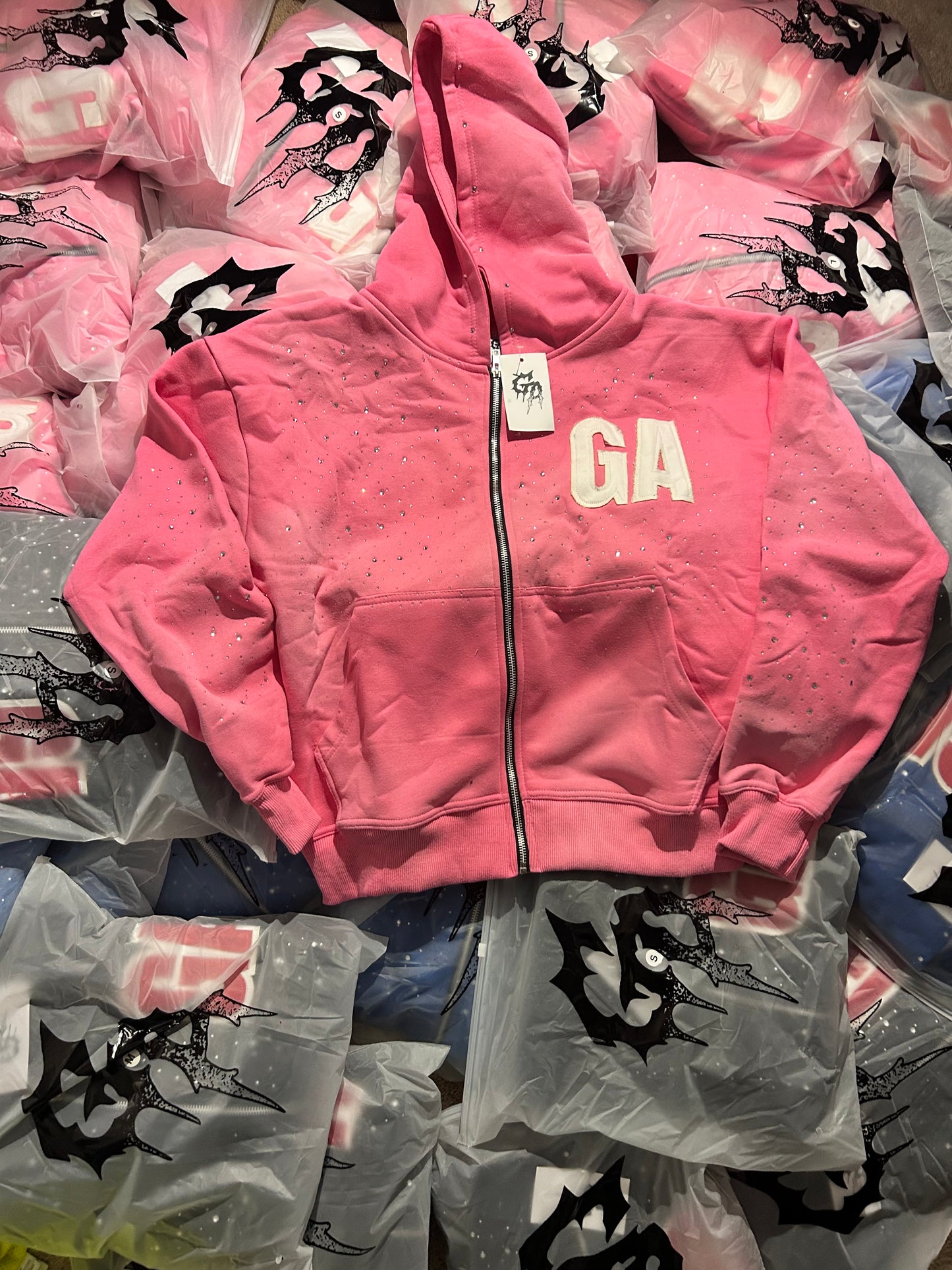 Global Anarchy Rhinestone Zip Up Jacket